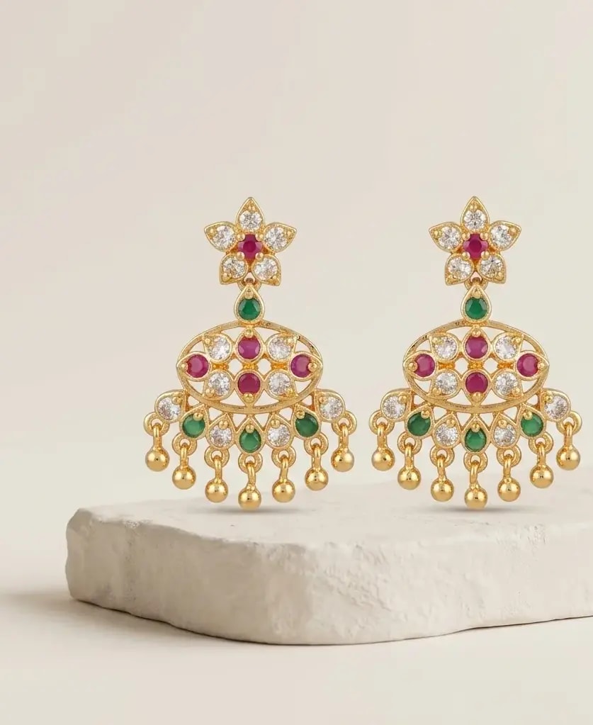 Ratna Vattam Gold-Toned Screw Back Earrings