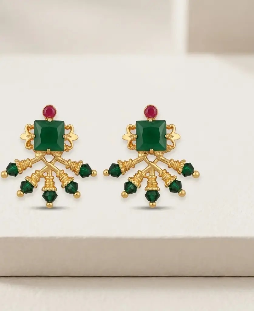 Ornate Beaded Vintage Gold-Toned Screw Back Studs